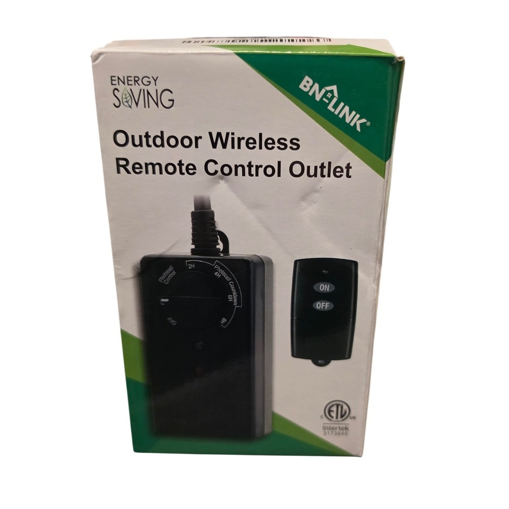 BN-LINK Outdoor Wireless Remote Control Outlet Photocell Timer BNC-60/U57R Black